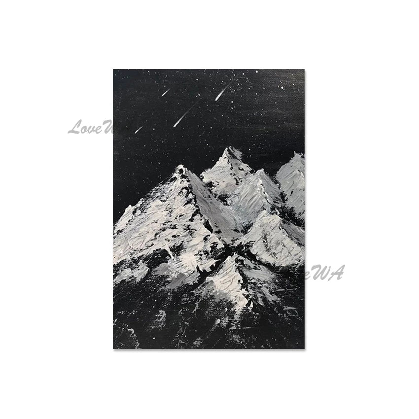 Abstract Canvas Art, Shooting Star Hand-painted, Natural Pictures, Unframed Artwork, Mountain Beautiful Scenery Wall Painting